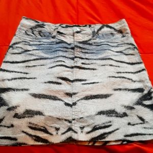 Zebra and denim skirt